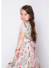 Short Sleeves Floral V Back Flower Girl Dress